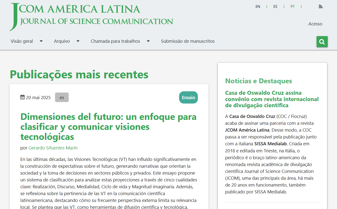 JCOM América Latina: pesquisa em divulgação científica